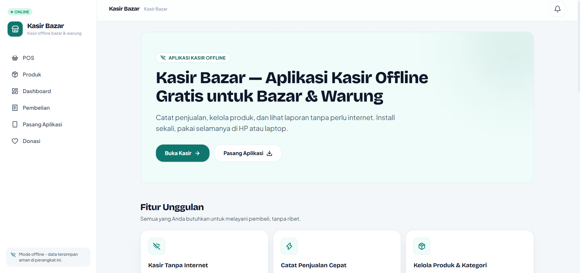 Tangkapan layar Kasir Offline